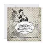 Gray Polka Dots Bride and Groom Wedding Invite