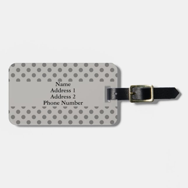 Gray Polka Dots Luggage Tag (Front Horizontal)