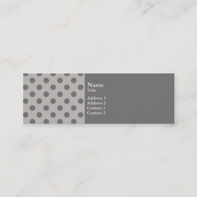 Gray Polka Dots Mini Business Card (Front)
