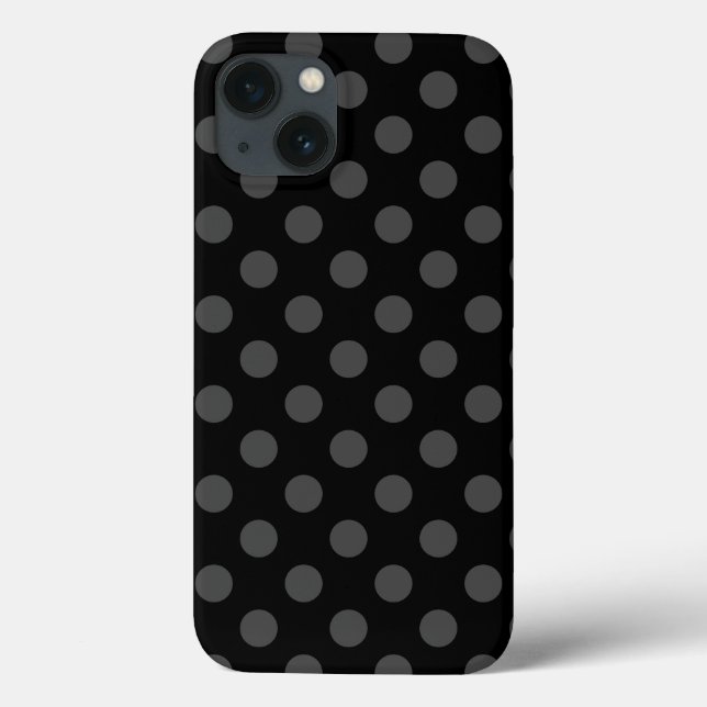 Gray polka dots on black Case-Mate iPhone case (Back)