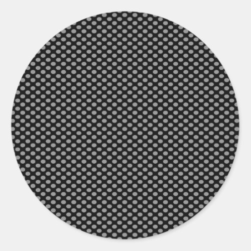 Gray Polka Dots on Black Classic Round Sticker