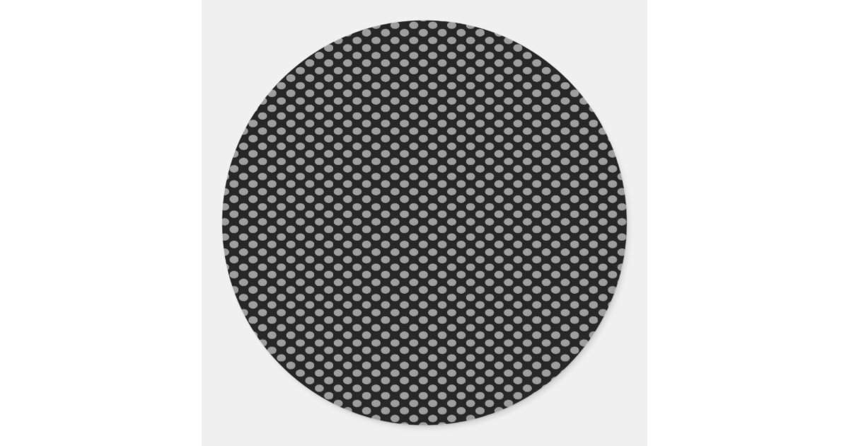 Gray Polka Dots on Black Classic Round Sticker | Zazzle