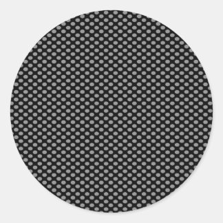 Gray Polka Dots on Black Classic Round Sticker