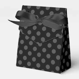 Gray polka dots on black favor boxes