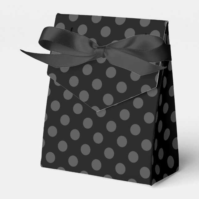 Gray polka dots on black favor boxes (Front Side)