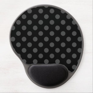 Gray polka dots on black gel mouse pad