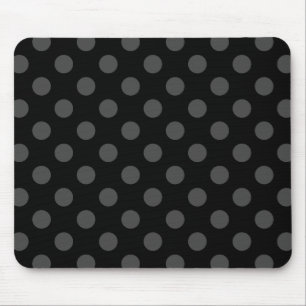 Gray polka dots on black mouse pad