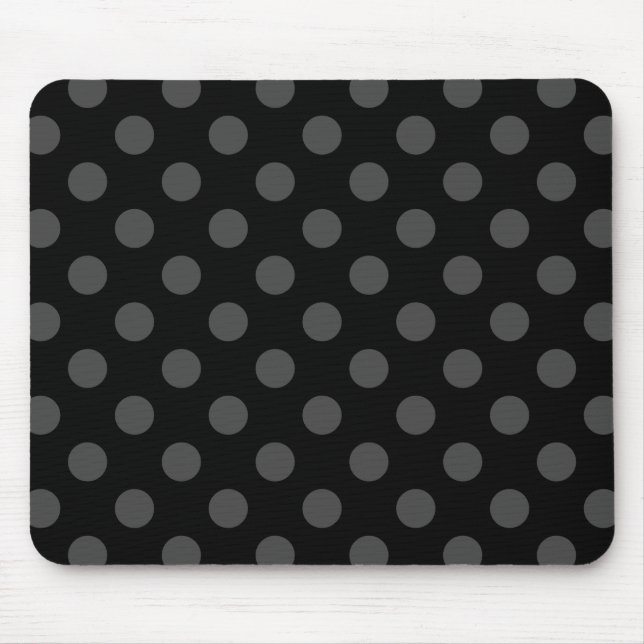 Gray polka dots on black mouse pad (Front)