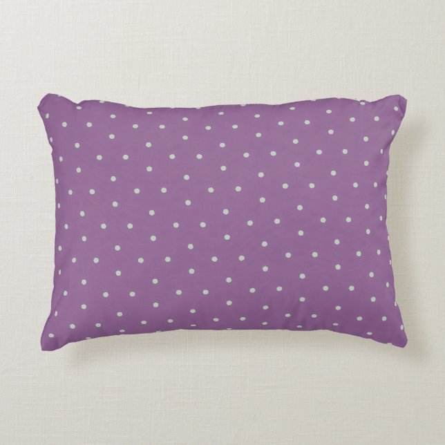Gray Polka Dots on Purple Background Accent Pillow (Front)