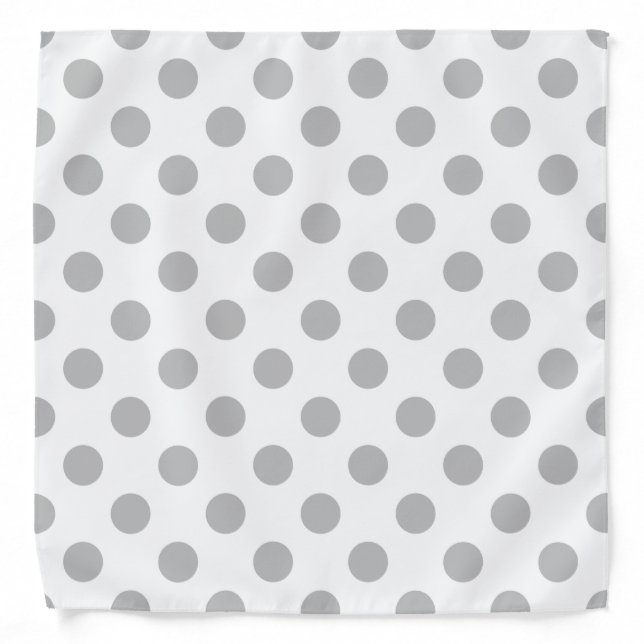 Gray polka dots on white bandana (Front)