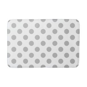 Gray polka dots on white bathroom mat