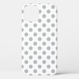 Gray polka dots on white iPhone 12 case