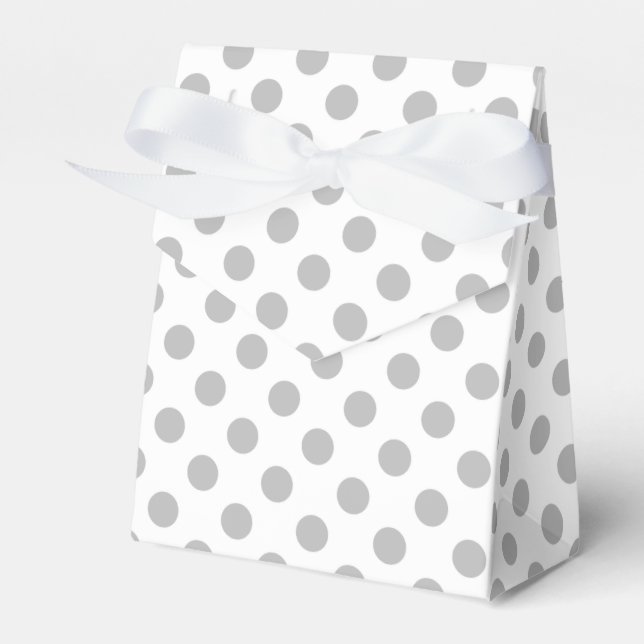 Gray polka dots on white favor boxes (Front Side)