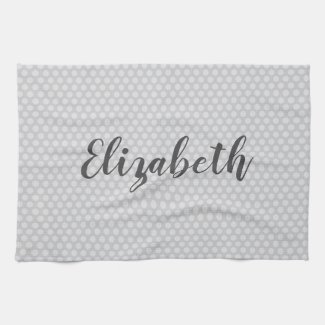 Gray polka dots Personalize Kitchen Towel