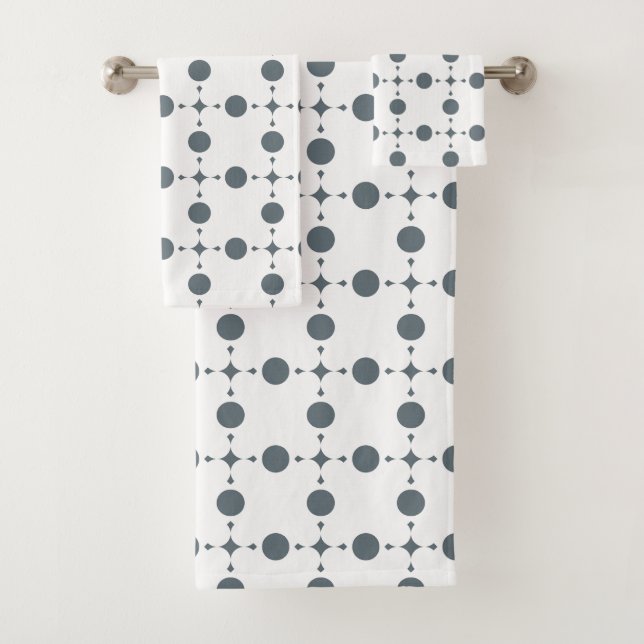 Gray Polka Dots, Polka Dot Pattern, Dots, Dotted Bath Towel Set (Insitu)