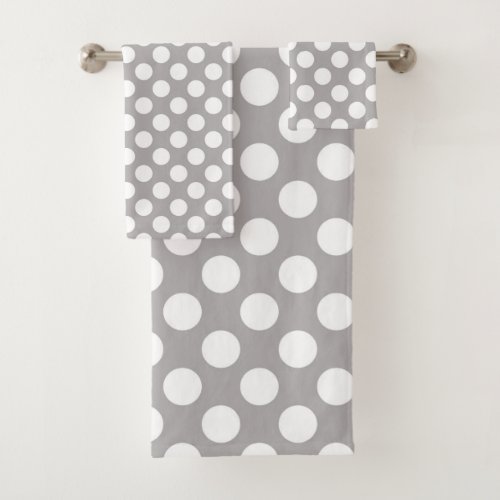 Gray Polka Dots Polka Dot Pattern Dots Dotted Bath Towel Set