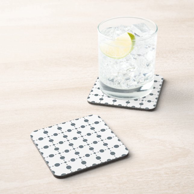Gray Polka Dots, Polka Dot Pattern, Dots, Dotted Beverage Coaster (Right Side)