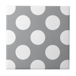 Gray Polka Dots, Polka Dot Pattern, Dots, Dotted Ceramic Tile