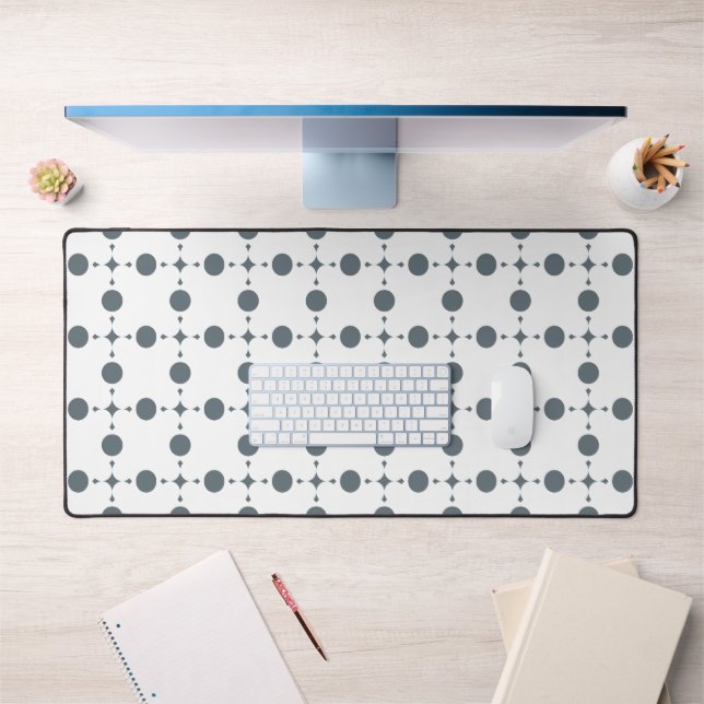 Gray Polka Dots, Polka Dot Pattern, Dots, Dotted Desk Mat (Office 1)