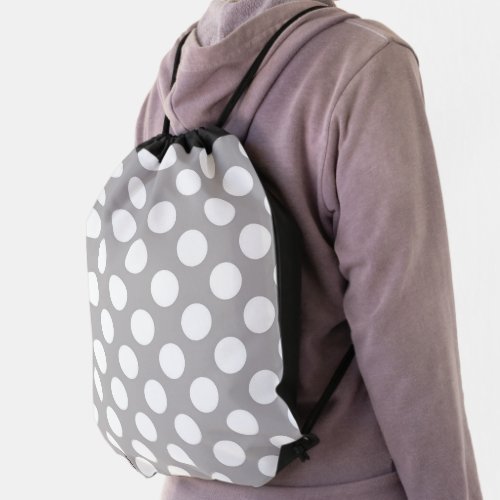 Gray Polka Dots Polka Dot Pattern Dots Dotted Drawstring Bag