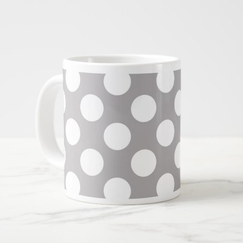 Gray Polka Dots Polka Dot Pattern Dots Dotted Giant Coffee Mug