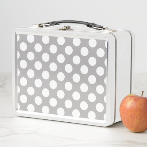 Gray Polka Dots Polka Dot Pattern Dots Dotted Metal Lunch Box