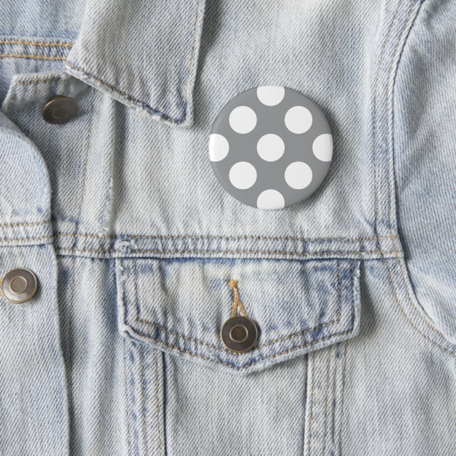 Gray Polka Dots, Polka Dot Pattern, Dots, Dotted Pinback Button (In Situ)