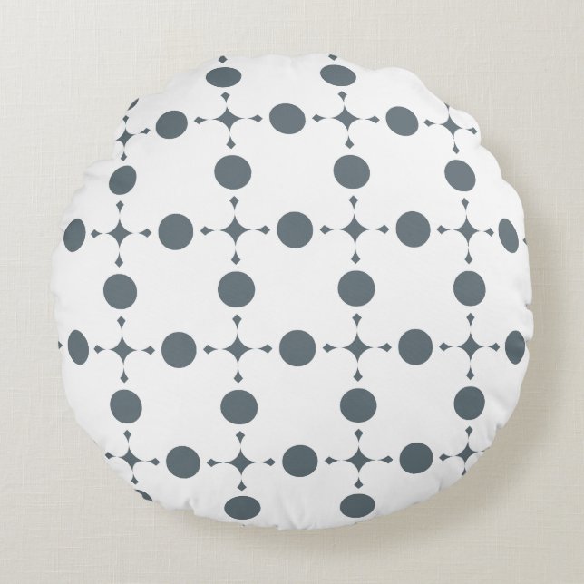 Gray Polka Dots, Polka Dot Pattern, Dots, Dotted Round Pillow (Front)