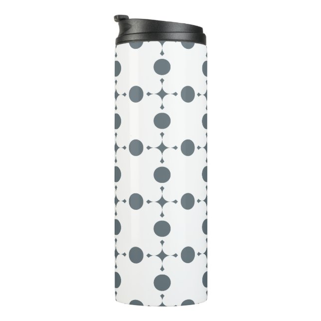 Gray Polka Dots, Polka Dot Pattern, Dots, Dotted Thermal Tumbler (Rotated Right)
