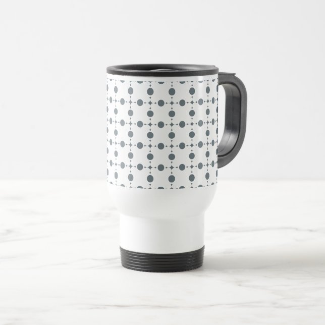 Gray Polka Dots, Polka Dot Pattern, Dots, Dotted Travel Mug (Front Right)