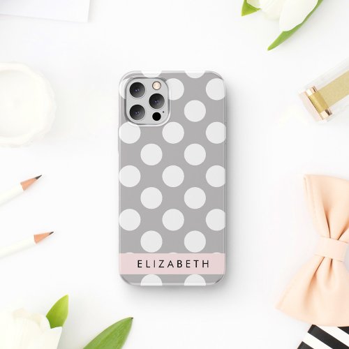 Gray Polka Dots Polka Dot Pattern Your Name iPhone 12 Pro Case