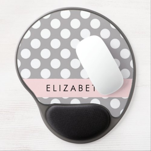 Gray Polka Dots Polka Dot Pattern Your Name Gel Mouse Pad