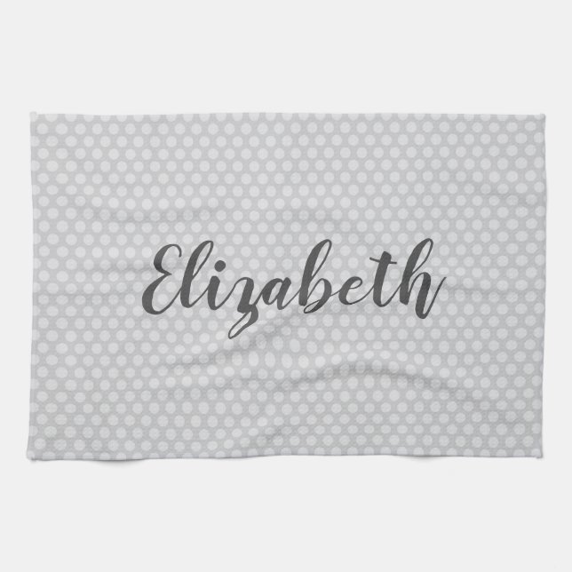 Gray polka dots trendy kitchen towel (Horizontal)