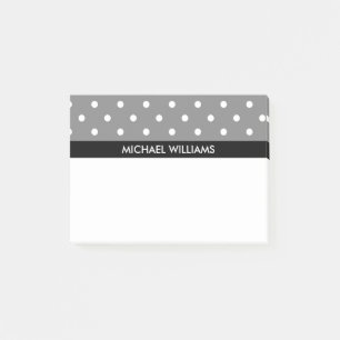 Gray Polka Dots with Black Stripes Post-it Notes