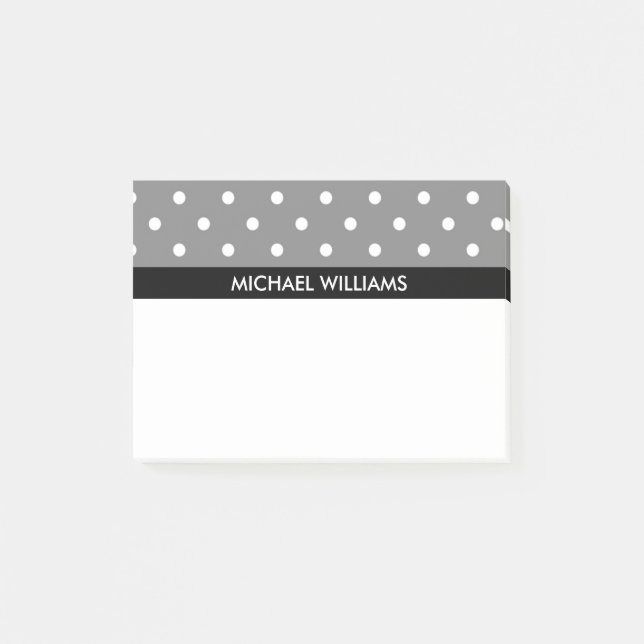 Gray Polka Dots with Black Stripes Post-it Notes (Front)