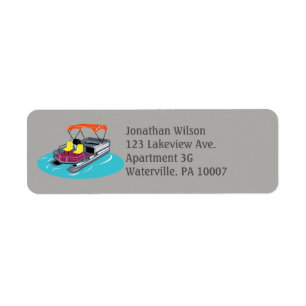 Gray Pontoon Boat Return Address Labels