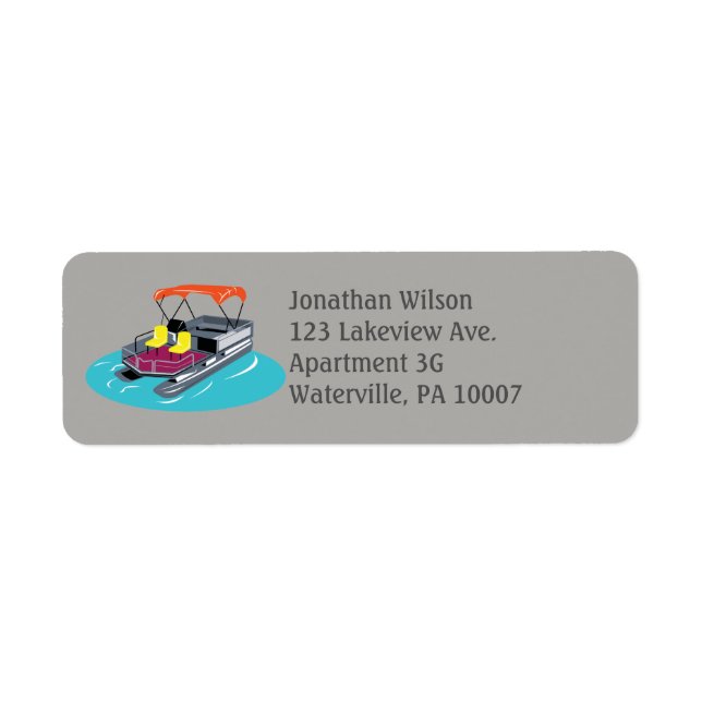 Gray Pontoon Boat Return Address Labels (Front)