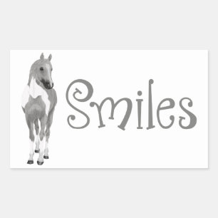 Gray Pony Thinking of you Smiles Hello Horse Rectangular Sticker
