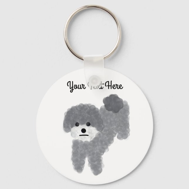 Gray Poodle #2 Keychain  (Front)