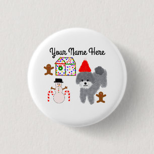 Gray Poodle Christmas #1 Button