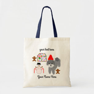 Gray Poodle Christmas #1 Tote Bag