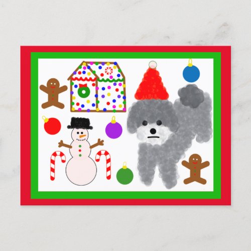 Gray Poodle Christmas 2_3 Postcard