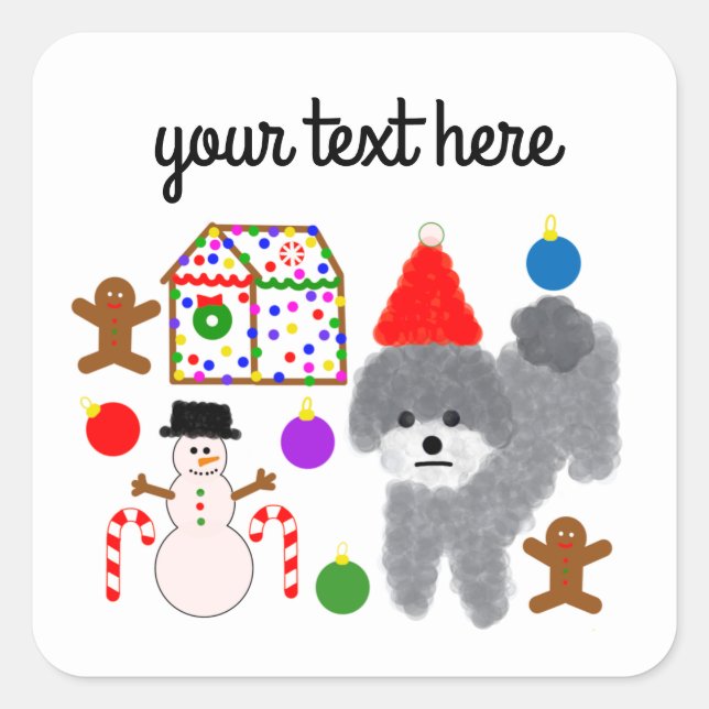Gray Poodle Christmas #2-3 Stickers (Front)