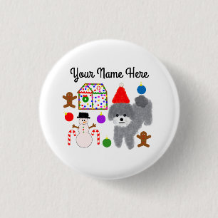 Gray Poodle Christmas #2 Button