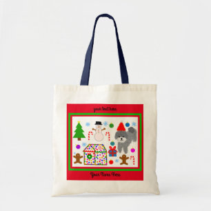 Gray Poodle Christmas #3-2 Tote Bag