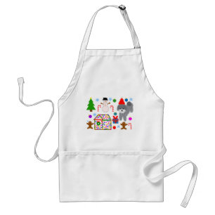 Gray Poodle Christmas #3 Adult Apron
