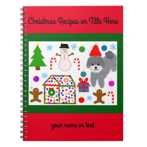 Gray Poodle Christmas 3 Spiral Notebook