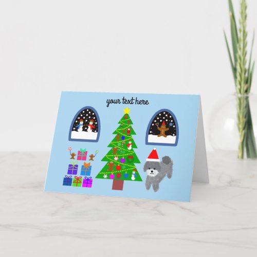 Gray Poodle Christmas 4 Card