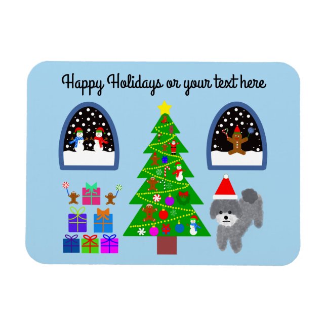 Gray Poodle Christmas #4 Magnet (Horizontal)