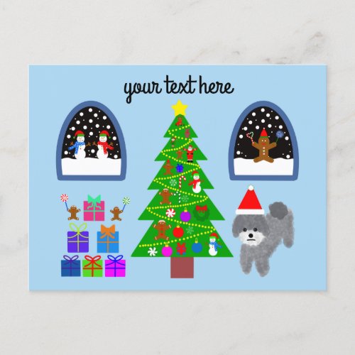Gray Poodle Christmas 4 Postcard